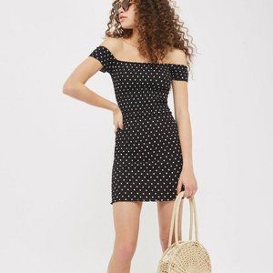 Topshop Spot Shirred Body-Con Dress